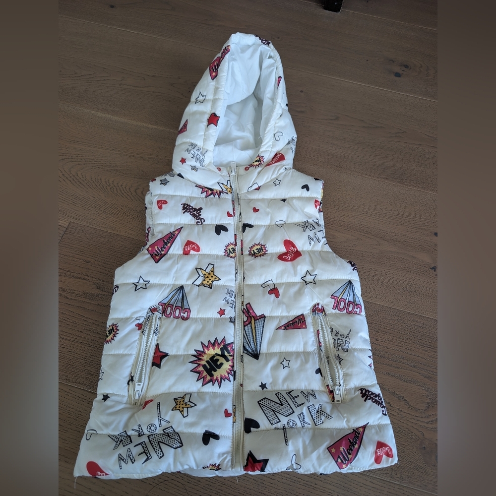Zara Girls White Puffer Vest